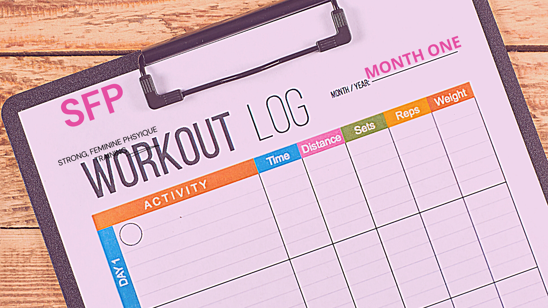 SFP Workout Log Month One