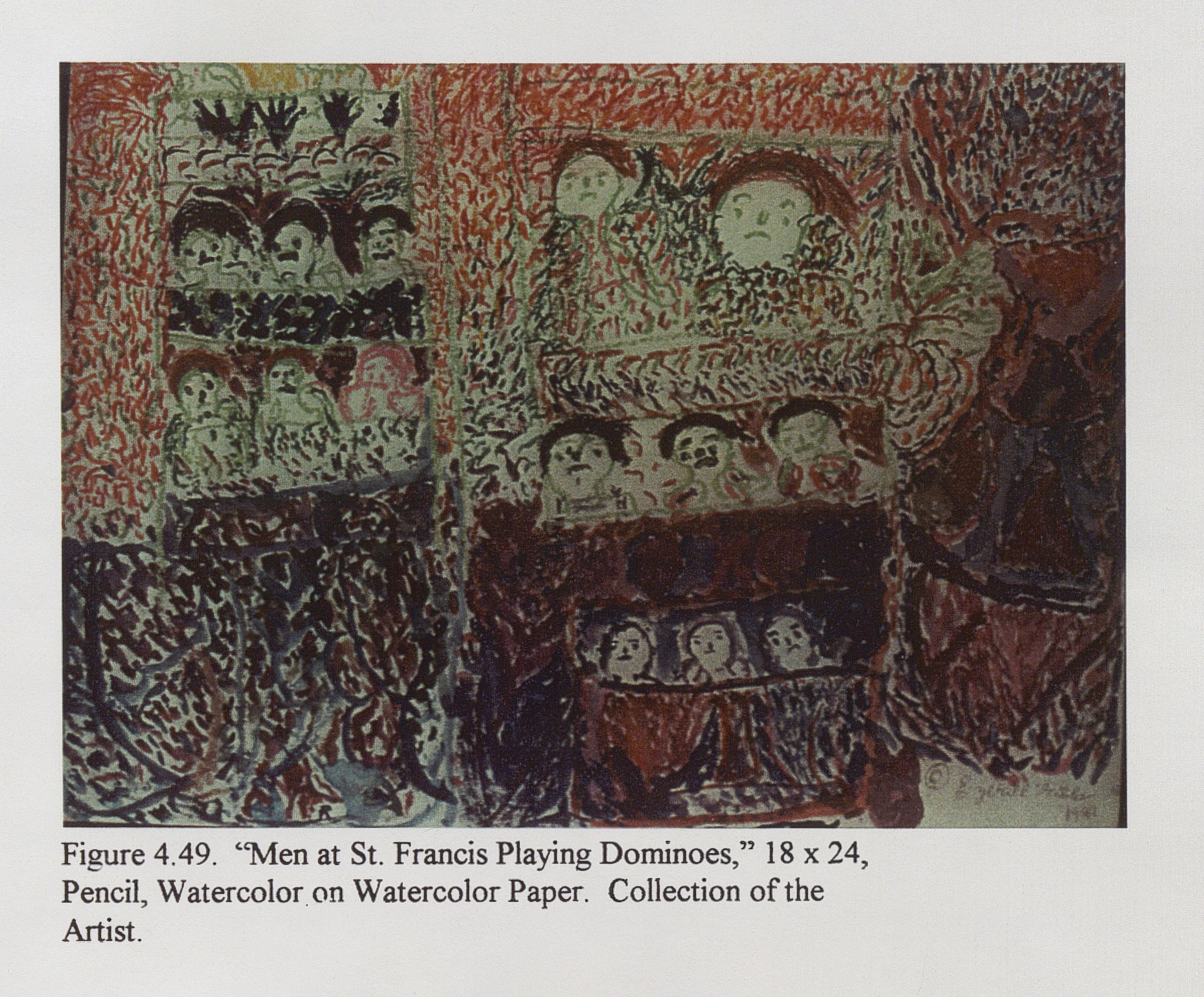 "Men at St. Francis Playing Dominos" by Ezekiel Gibbs