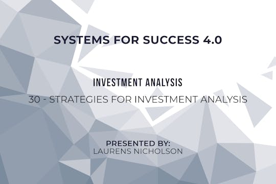 30 – Strategies for Investment Analysis