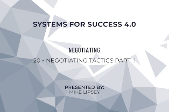 20 - Negotiating Tactics Part II
