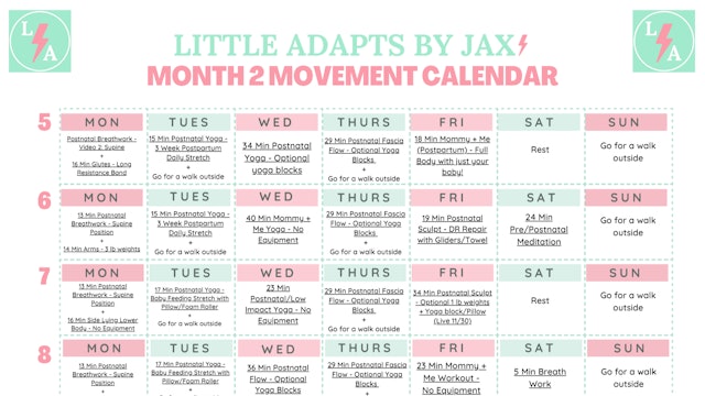 Postnatal Movement Month 2 Calendar