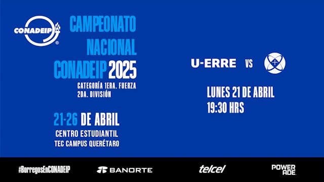 Campeonato Nacional de Voleibol CONADEIP 2025 I U-ERRE vs ITESO