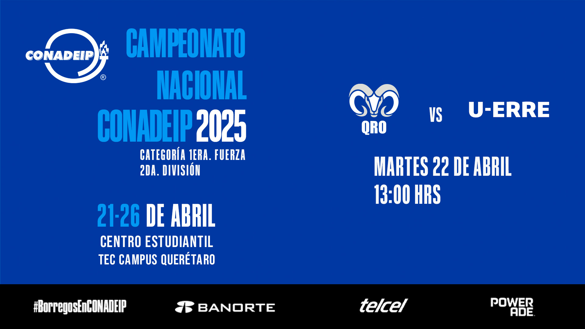 Campeonato Nacional de Voleibol CONADEIP 2025 I U-ERRE vs TEC QRO