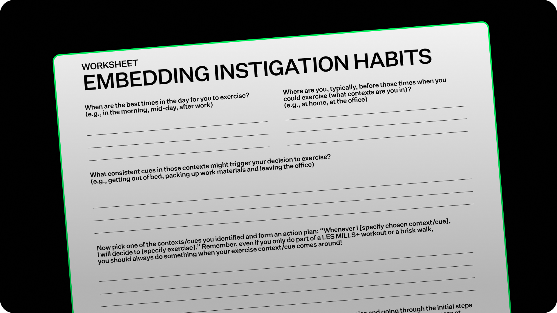 Embedding instigation habits worksheet