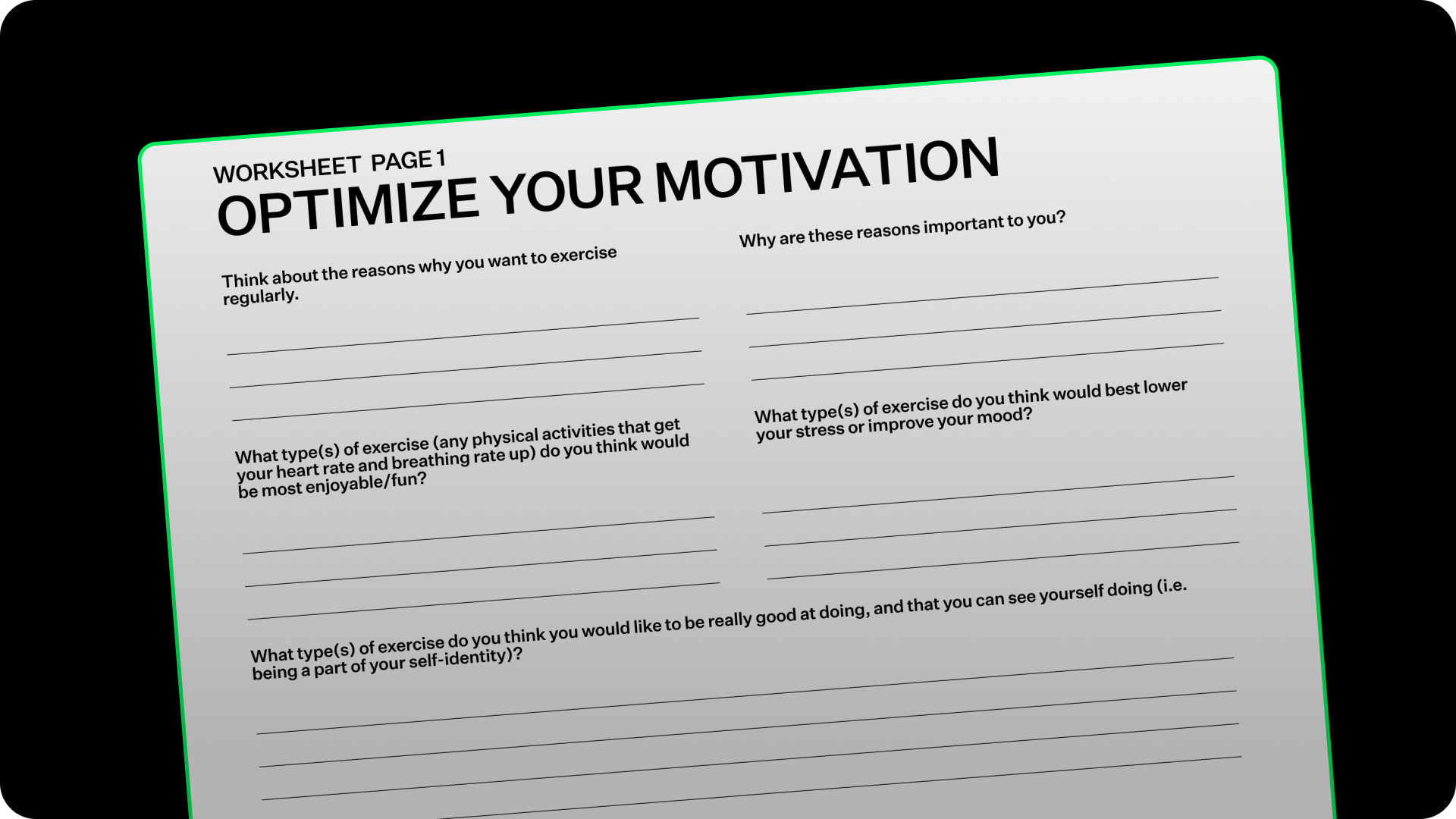Optimizing motivation worksheet