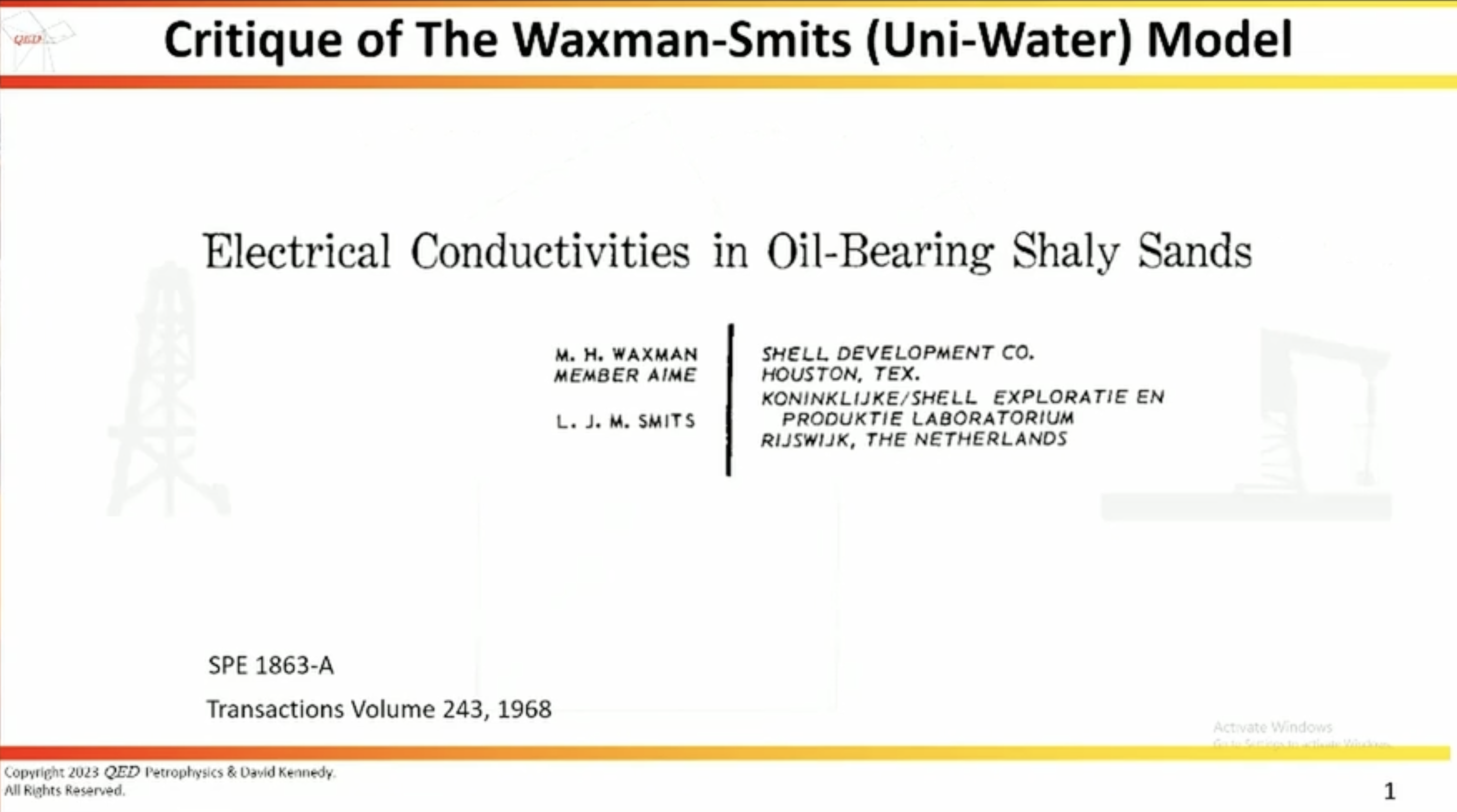 2/3 Critique of the Waxman-Smits (Uni-Water) Model