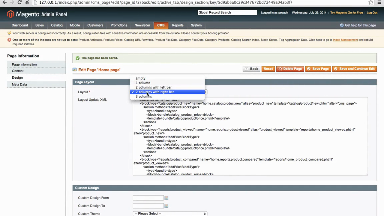 Magento Mechanics: Lesson 11 - How to change page columns