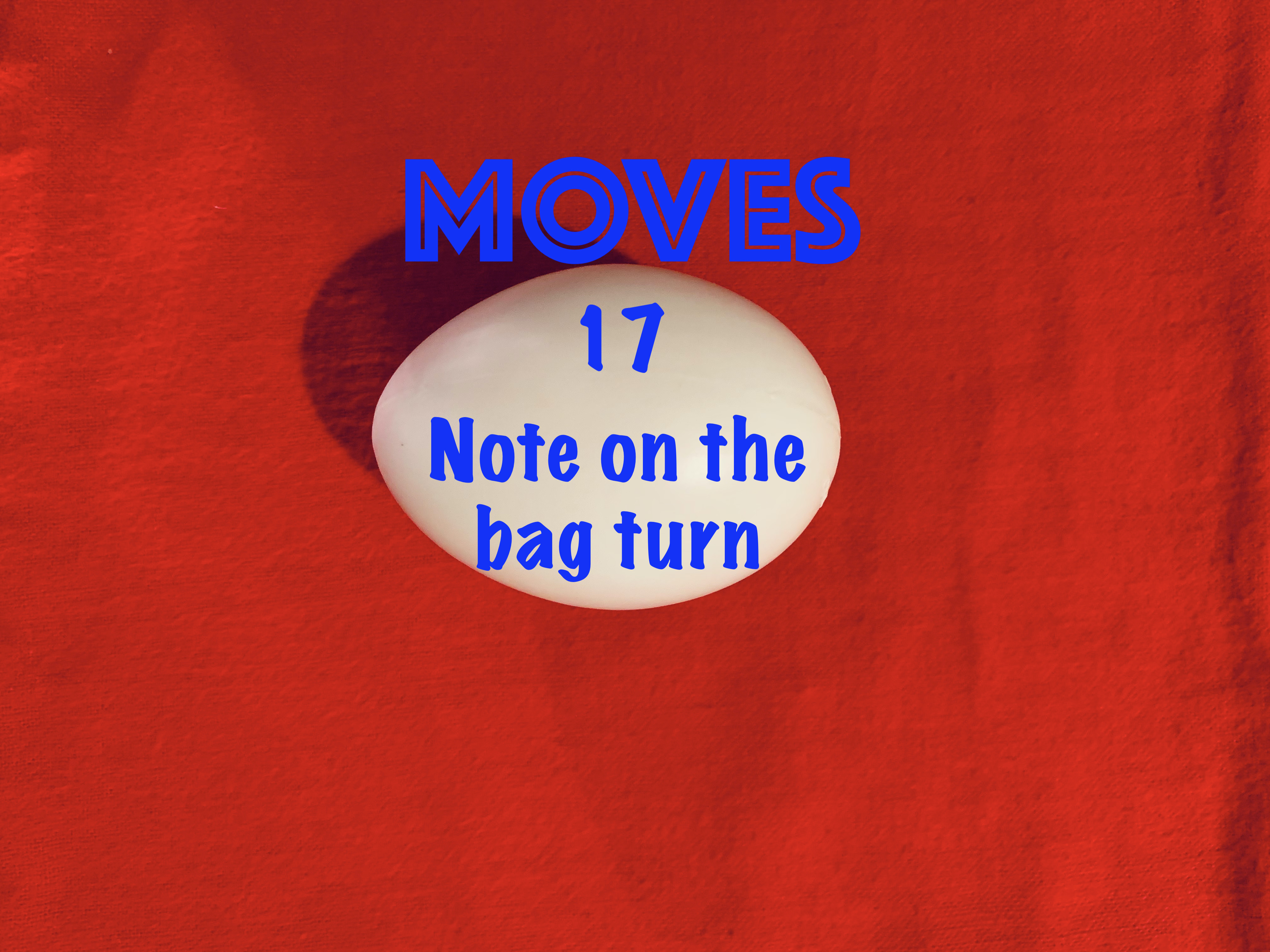17)  EGG BAG HANDLING & MOVES - NOTE ON THE BAG TURN