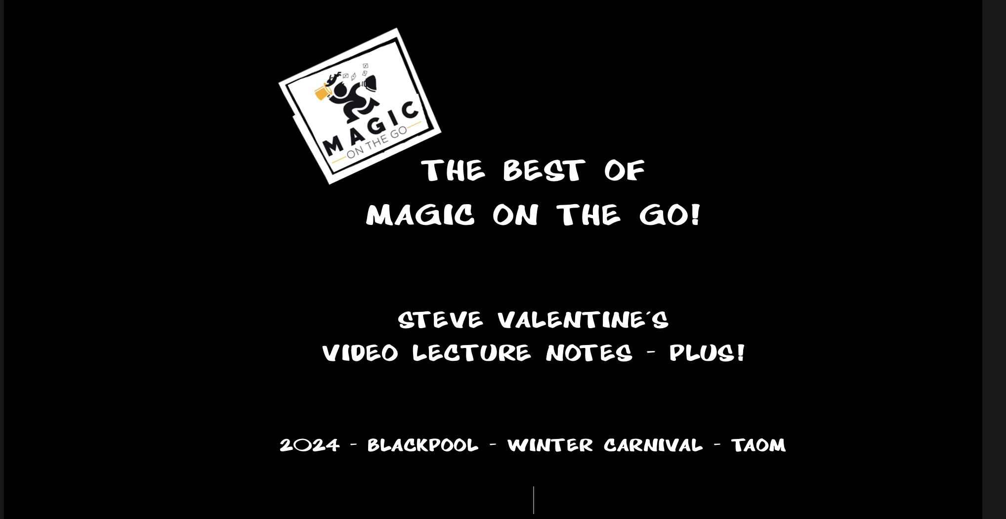 THE BLACKPOOL / TAOM LECTURE - VIDEO LECTURE NOTES!