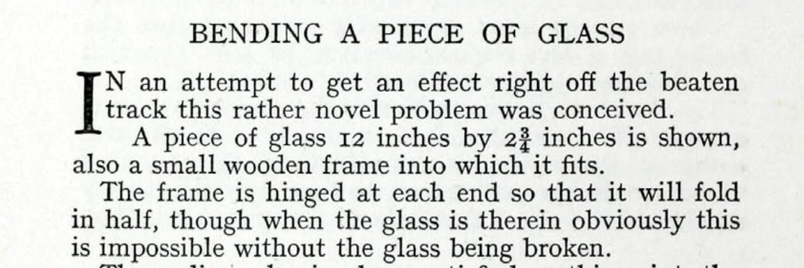 HOW TO BEND GLASS - REFLECTIONS ON THE MIRROR MIRACLE