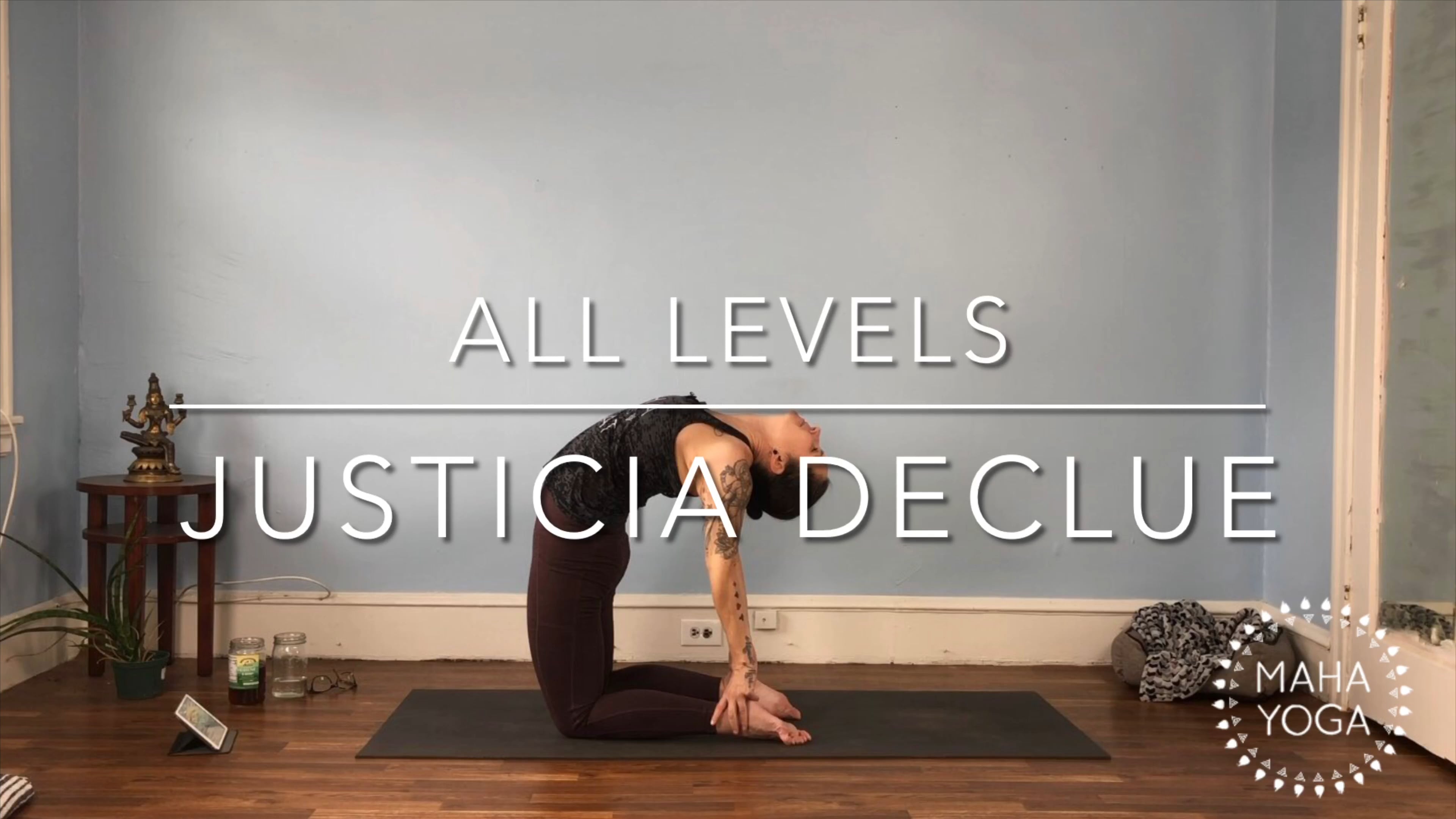 75 min all levels w/ Justicia: backbends but not the super deep ones