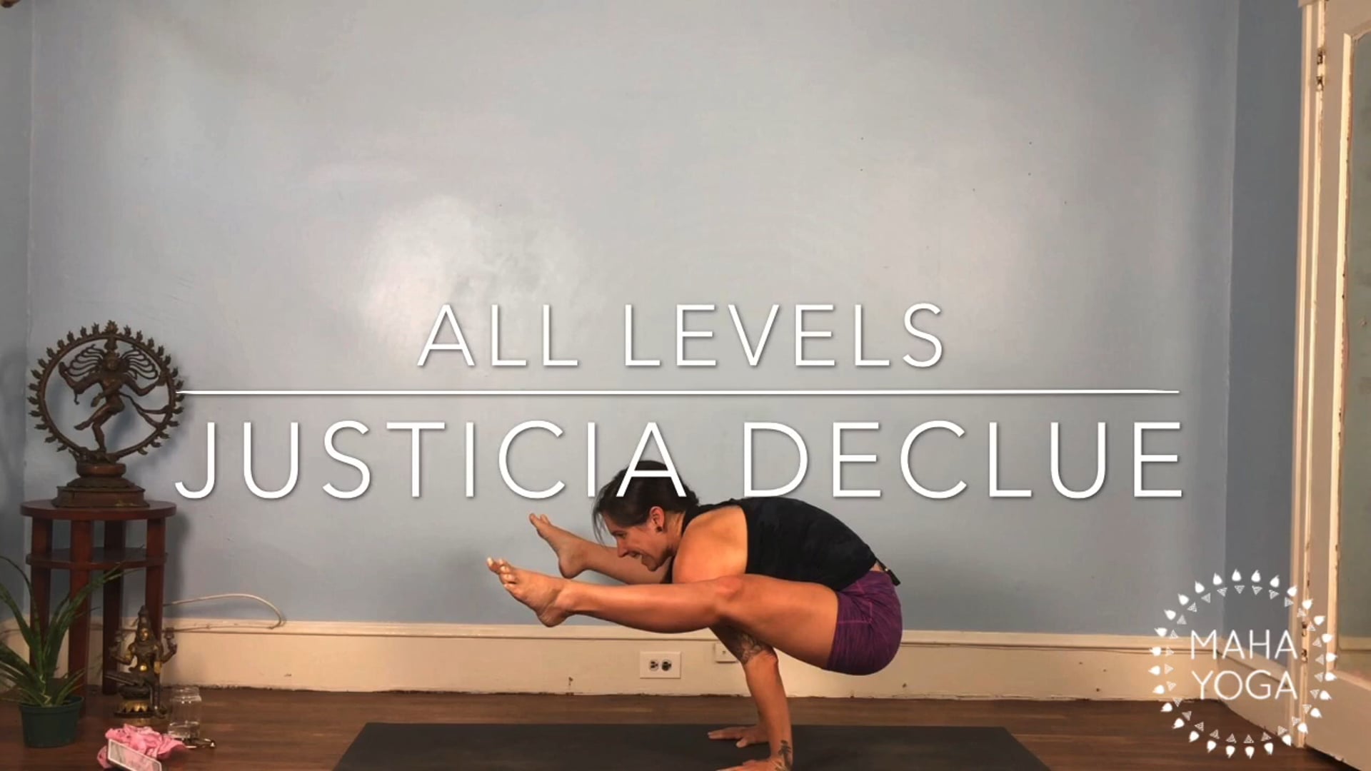 75 min all levels w/ Justicia: hips, hamstrings & arm balances