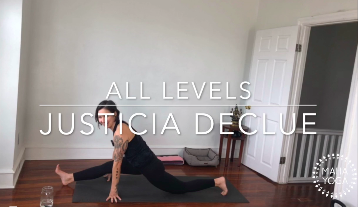 60 min all levels w/ Justicia: hamstrings + hip flexors