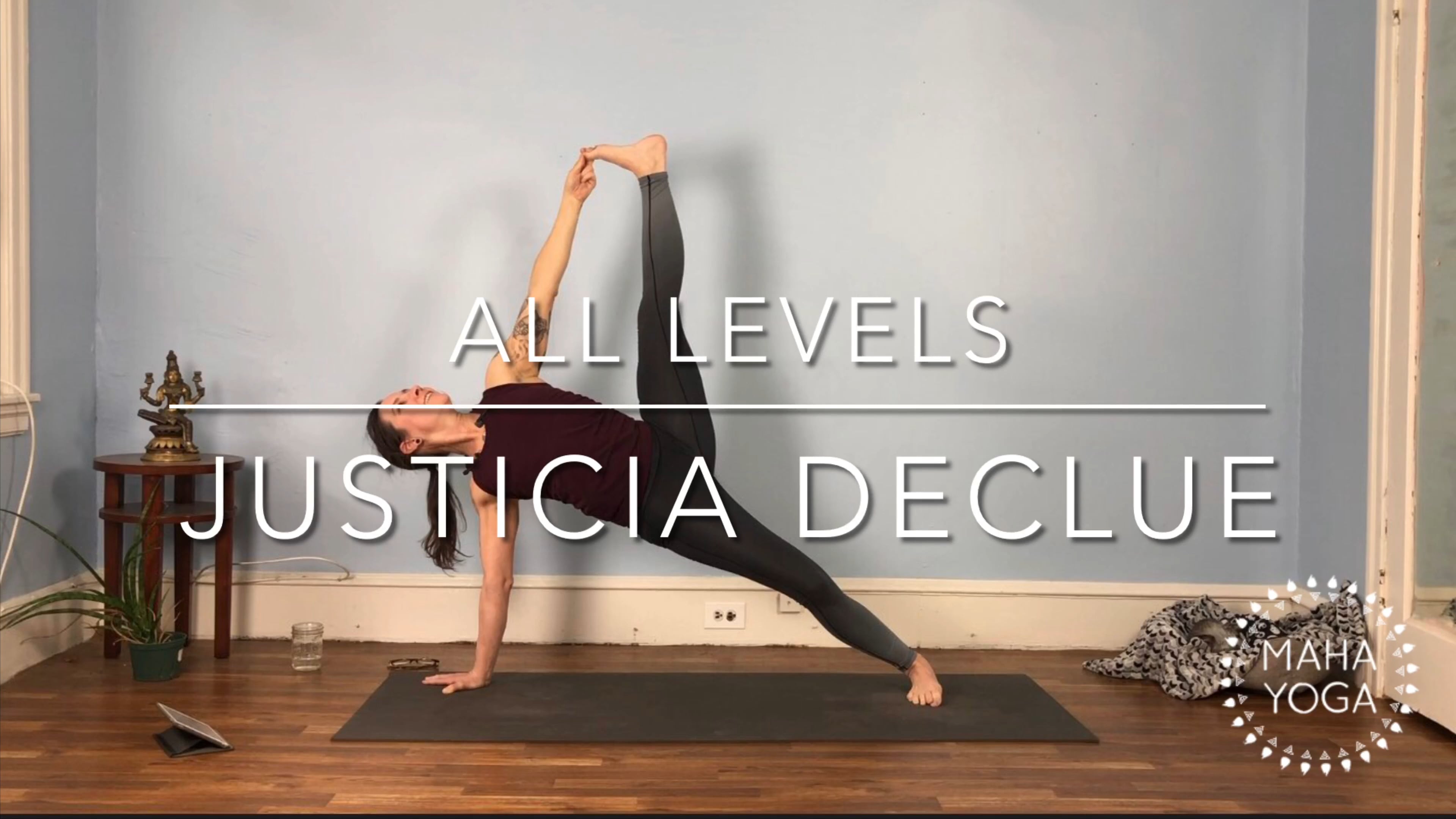 75 min all levels w/ Justicia: hips, hamstrings & arm balances