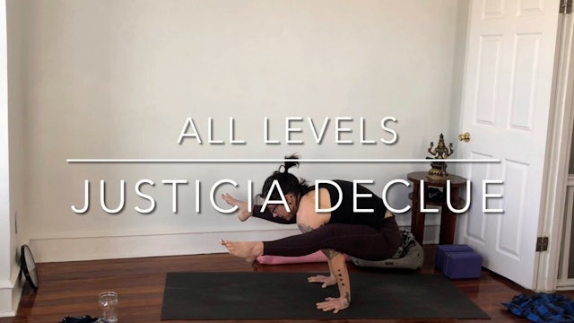 60 min all levels w/ Justicia: hips, hamstrings + arm balances