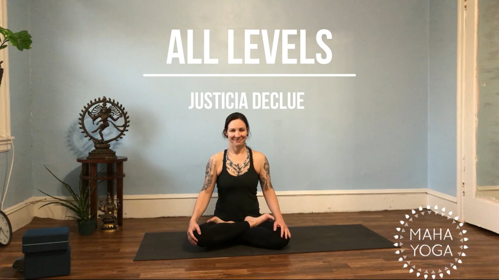 75 min all levels w/ Justicia: hip openers, inversions, & transitions