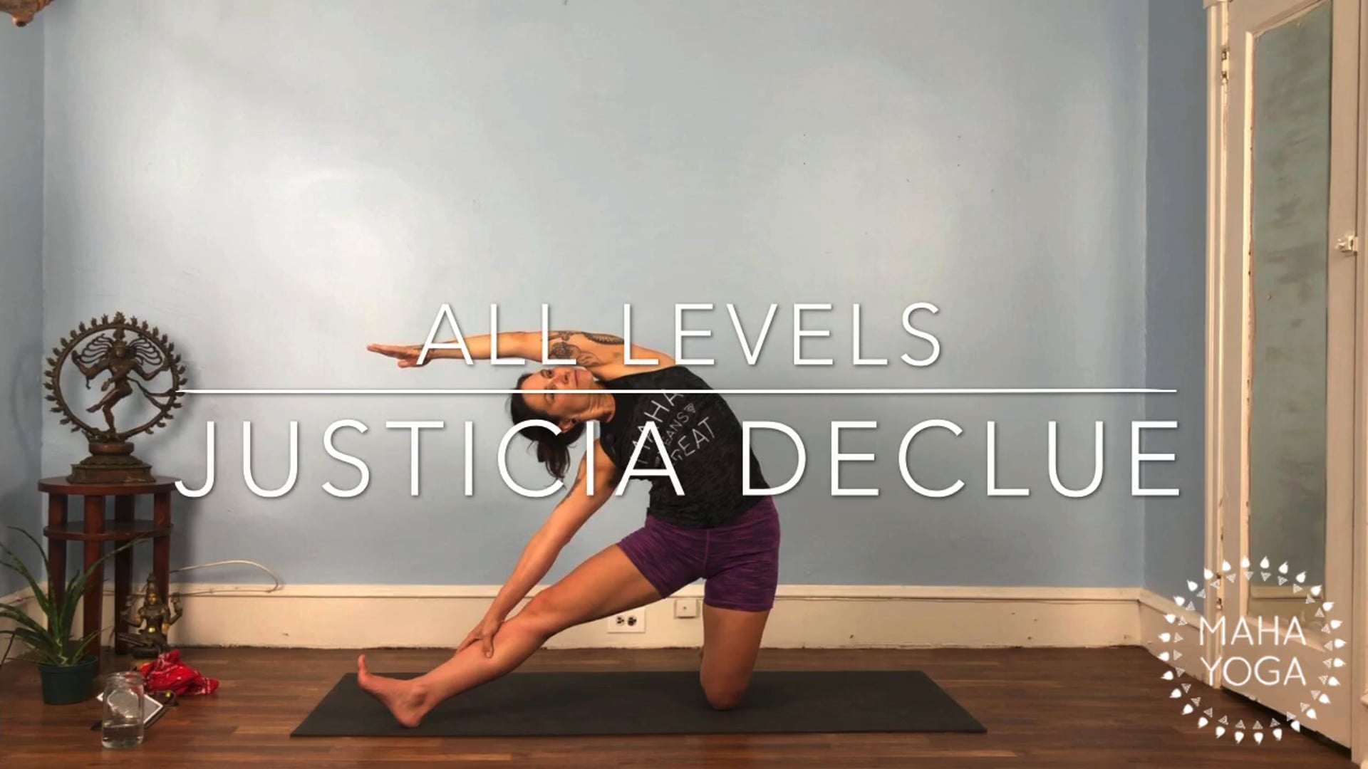 75 min all levels w/ Justicia: twists, side bends, & hip openers