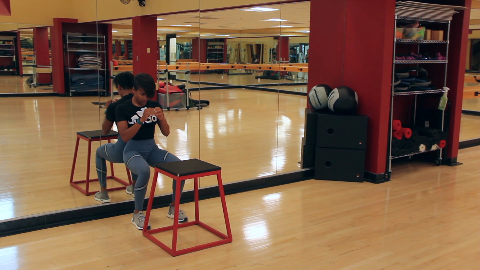 Wall Sit Shift to Box Jump