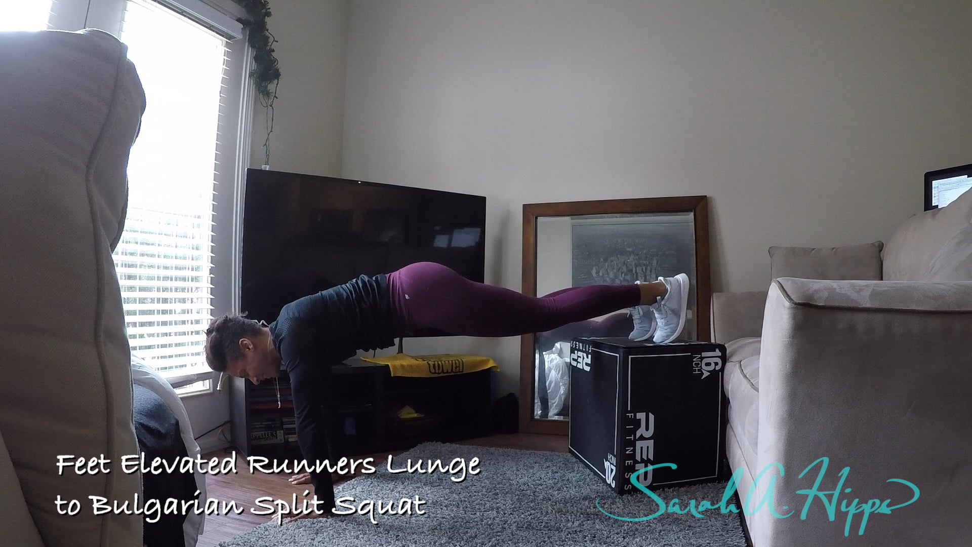 Feet Elevated Runners Lunge to Bulgarian Split Squat