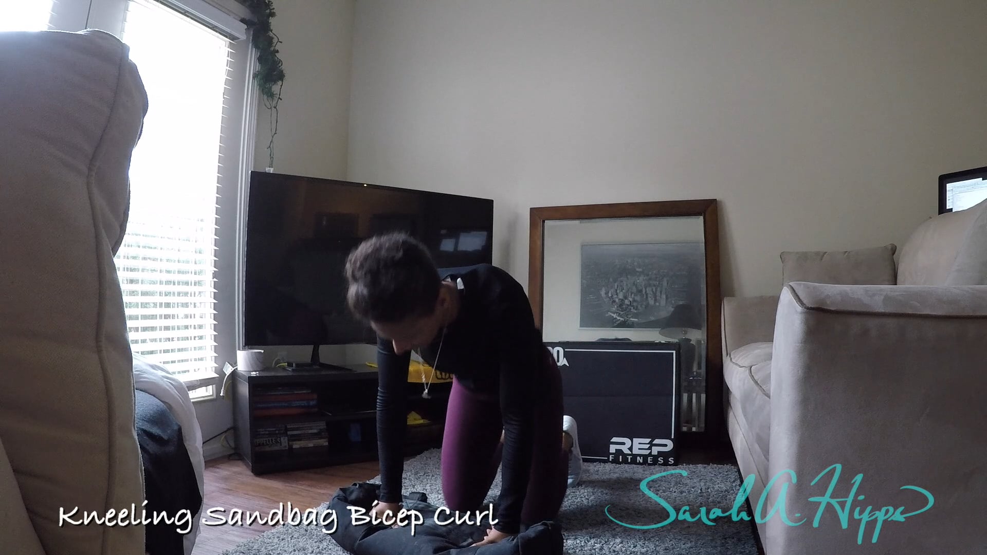 Kneeling Sandbag Bicep Curl