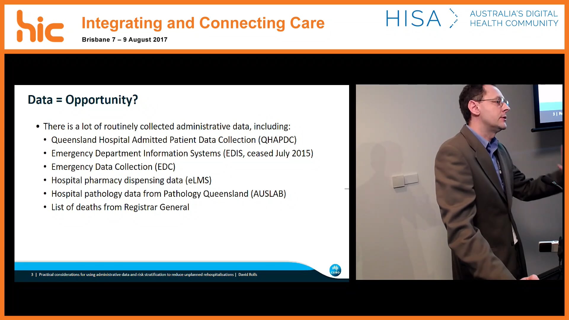 Practical considerations for using administrative data and risk stratification to reduce unplanned rehospitalisations Dr David Rolls