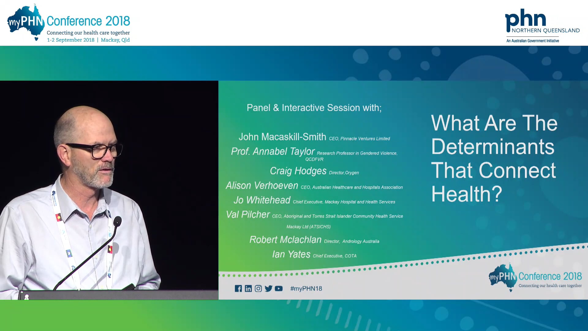 Panel What are the determinants that connect health Moderator Conference Chair, Dr Steve Hambleton