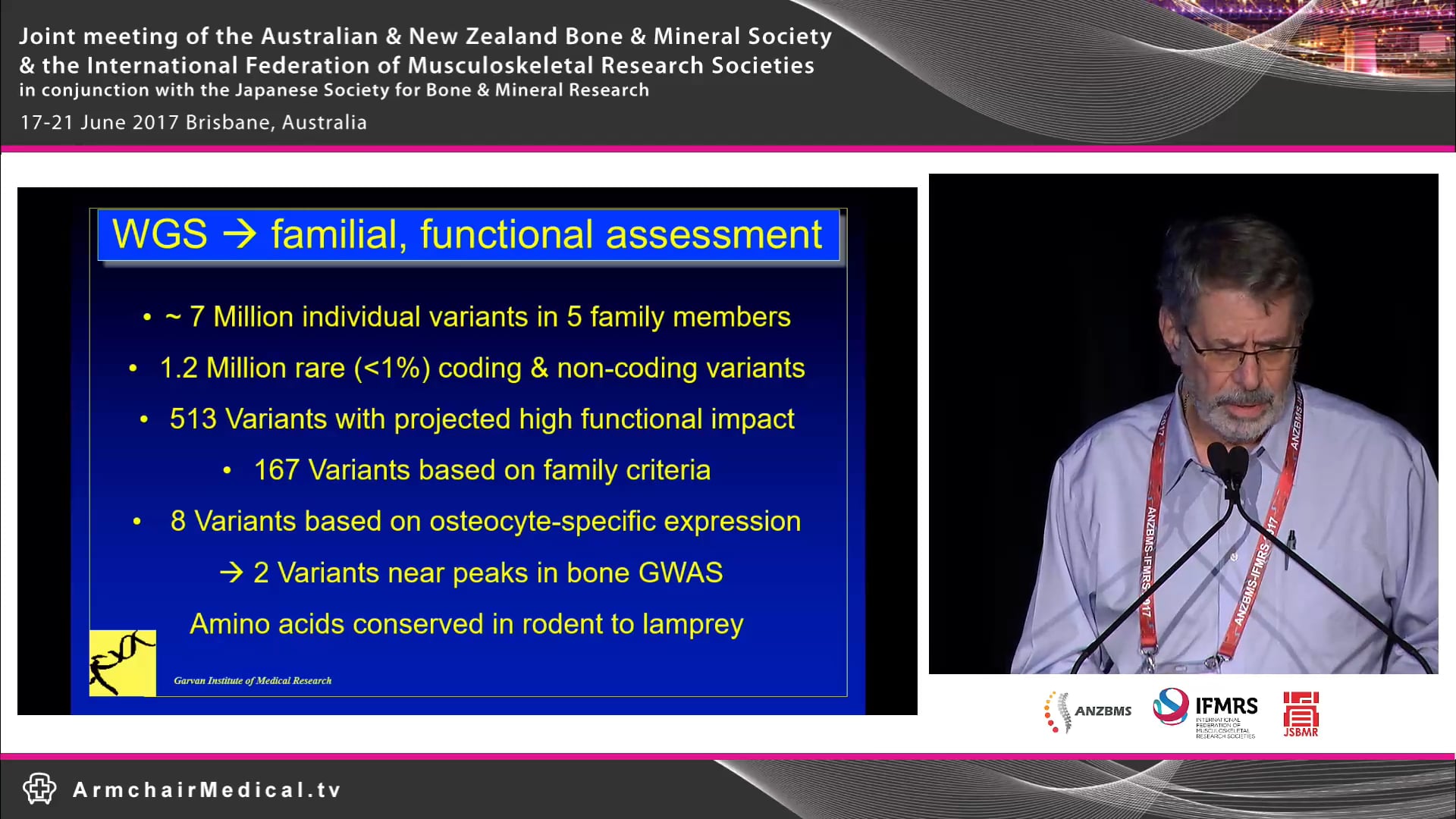 Identification of anabolic bone genes using whole genome sequencing in high bone mass families John Eisman