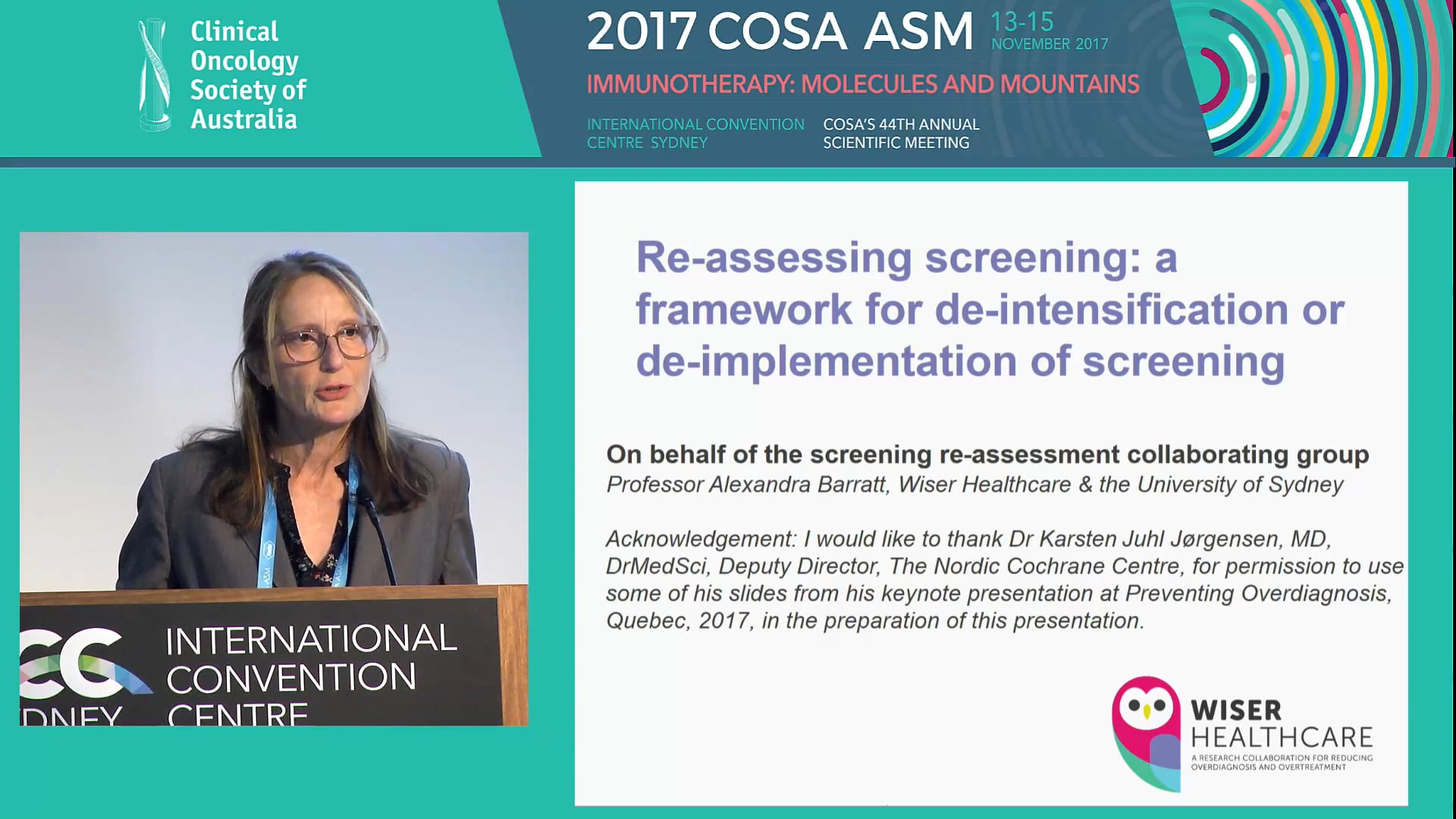 A framework for de-intensification of cancer screening programs Alexandra Barratt