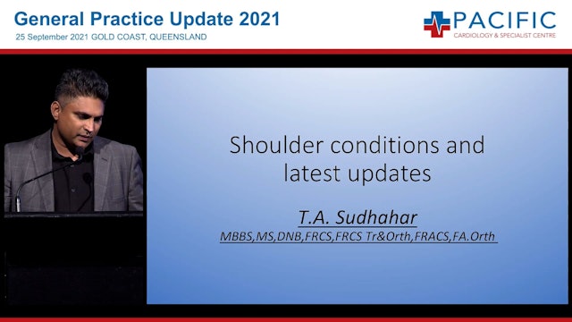 Shoulder conditions and latest updates Dr T Sudhahar