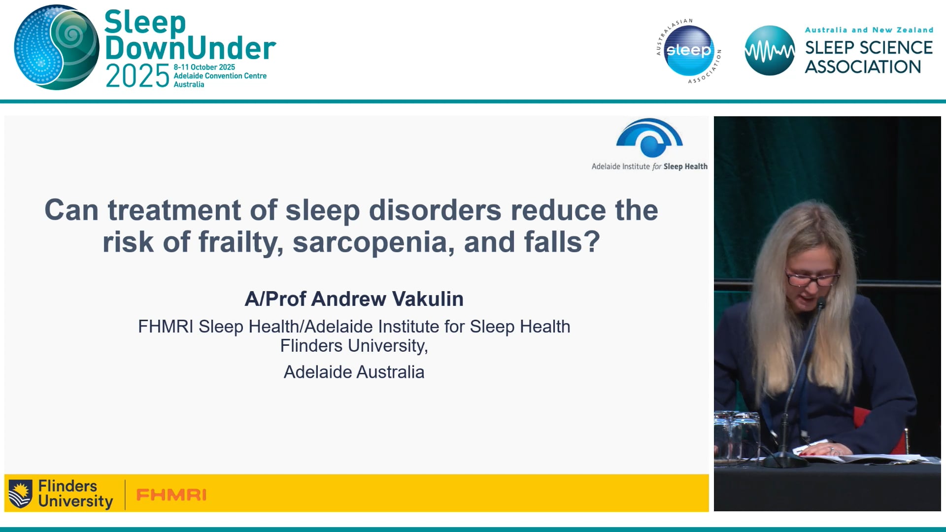 Can treatment of sleep disorders reduce the risk of frailty, sarcopenia, and falls AProf Andrew Vakulin