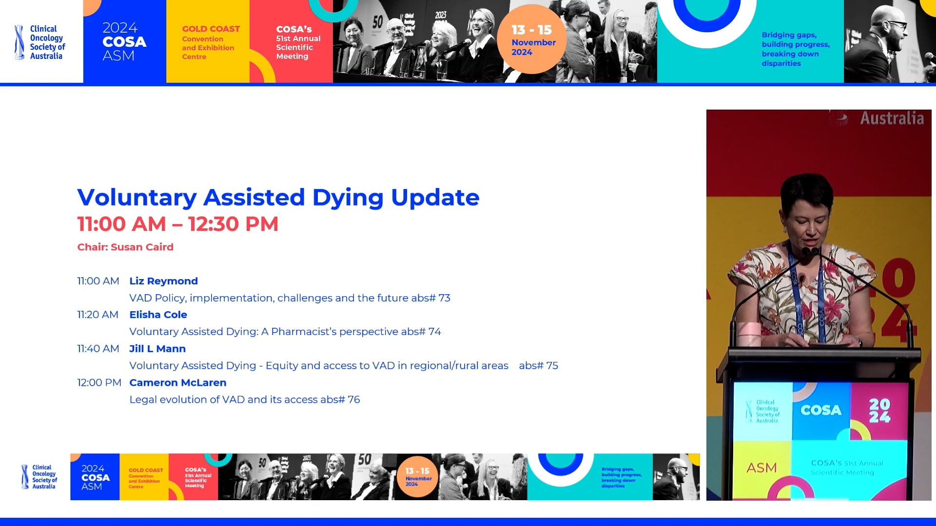 Voluntary Assisted Dying Update Liz Reymond, Elisha Cole, Jill L Mann, Cameron McLaren