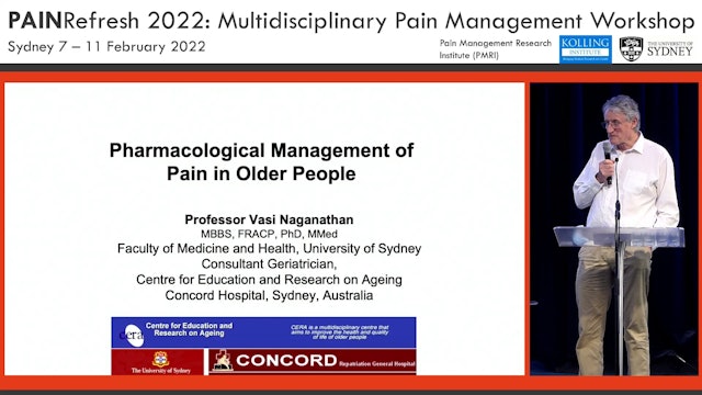 Thursday - Pharmacological Management of Pain in Older People  Prof. Vasi Naganathan