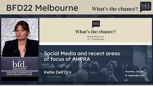 Social Media and recent areas of focus of AHPRA Kellie Dell'Oro