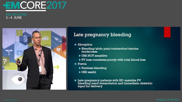 The heamodynamically unstable patient with PV bleeding Dr Adam Michael Emergency Physician