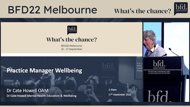 Practice Manager Wellbeing Dr Cate Ho...