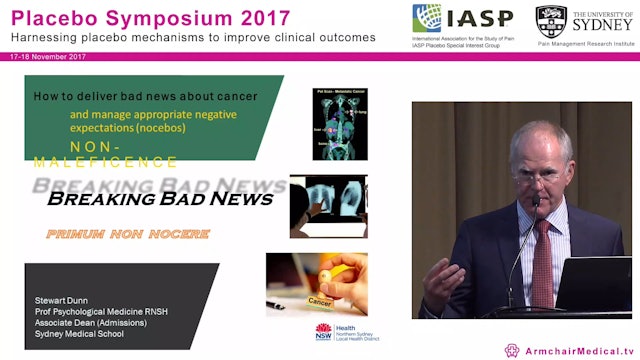 Breaking bad news - managing appropriate negative expectations (nocebo's) Prof Stewart Dunn