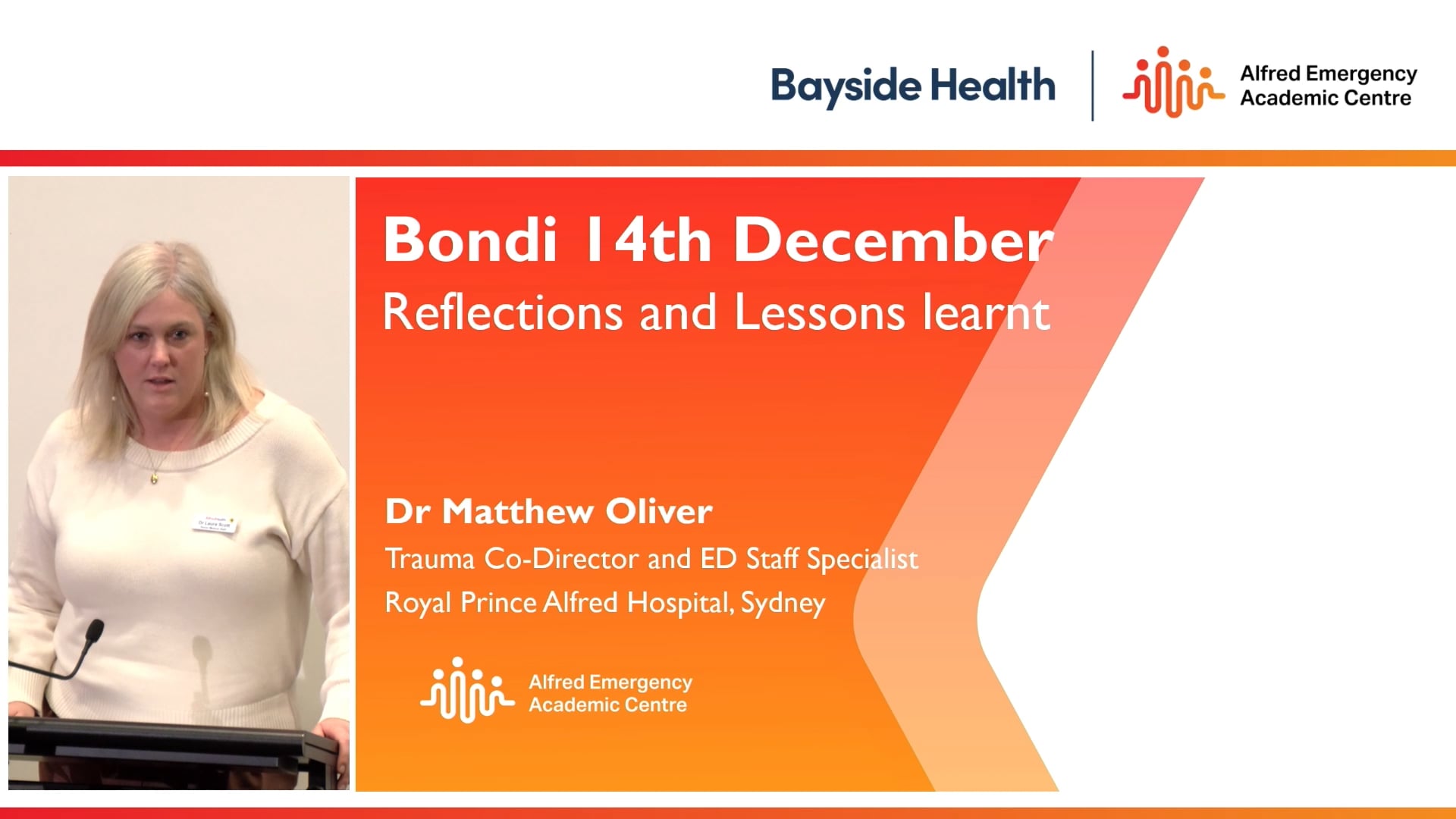 Bondi 14th December Reflections and lessons learnt Dr Matthew Oliver
