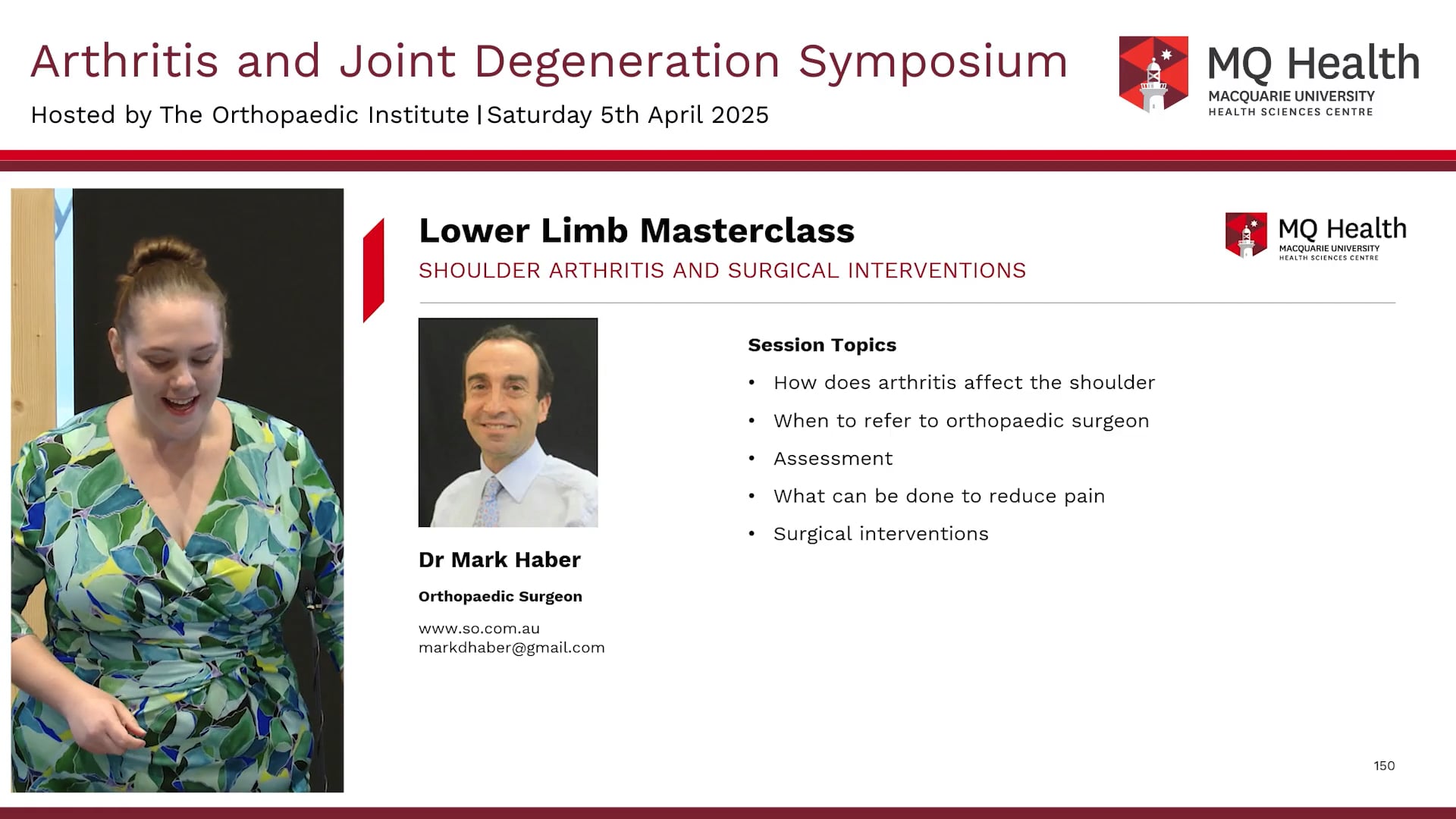 Shoulder Arthritis and Surgical Interventions AProf. Mark Haber