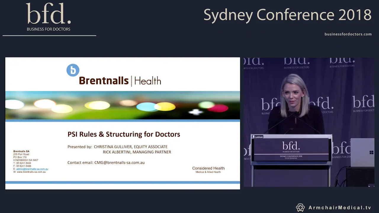 PSI rules & structuring for doctors Christina Gulliver and Rick ...