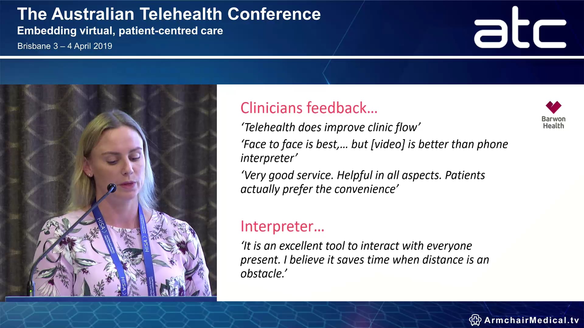 Language service improvement model Enabling telehealth (video) access to interpreters in outpatients Claire Hunter Telehealth Coordinator, Barwon Health