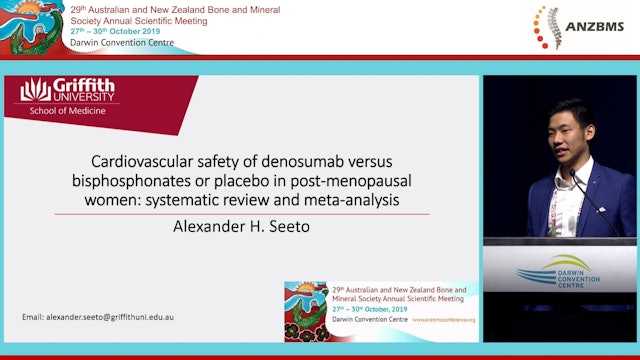 Cardiovascular safety of denosumab versus bisphosphonates or placebo in post-menopausal women systematic review and meta-analysis Alexander H Seeto