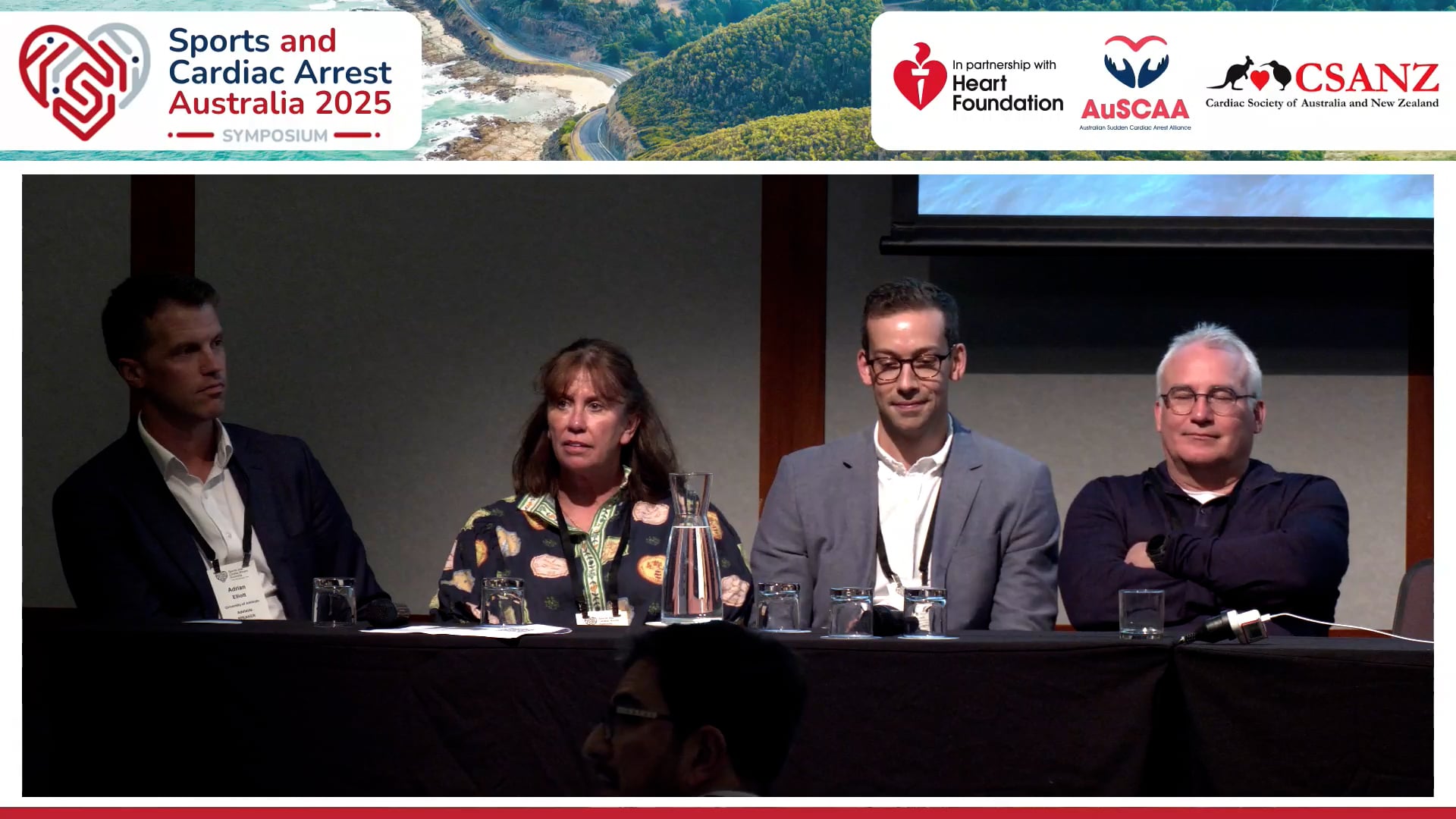 Kick to kick – sports med and sports cardiol Panel Prof Mark Haykowsky,  AProf Adrian Elliott, Dr Sue White, Dr Paolo D’Ambrosio, Ms Julie Collis
