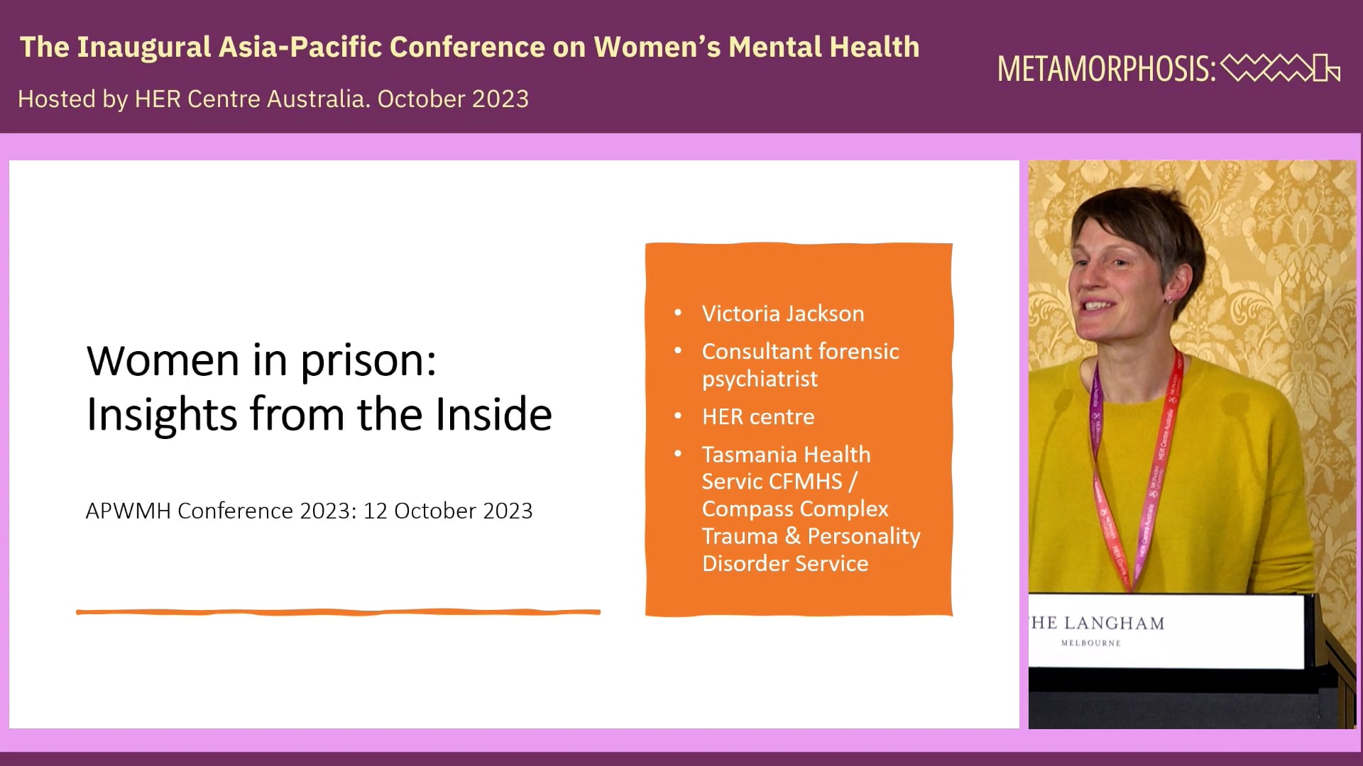 Women in prison Insights from the Inside Dr Victoria Jackson, Monash Alfred Psychiatry Research Centre