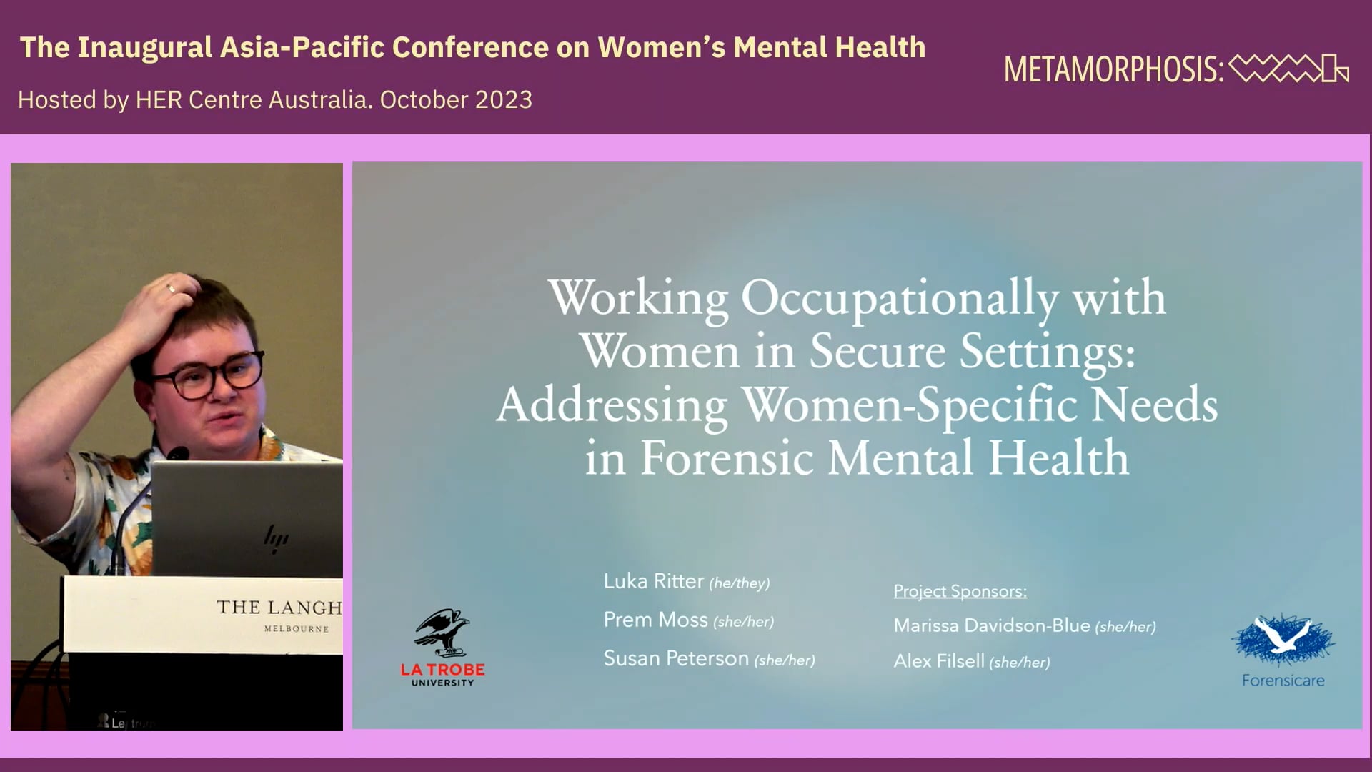 Working Occupationally with Women in Secure Settings- Guidelines and An 8-Week Group Program Designed for Occupational Therapists Addressing Women-Specific Needs in Forensic Mental Health Mr Luka Ritter, La Trobe University