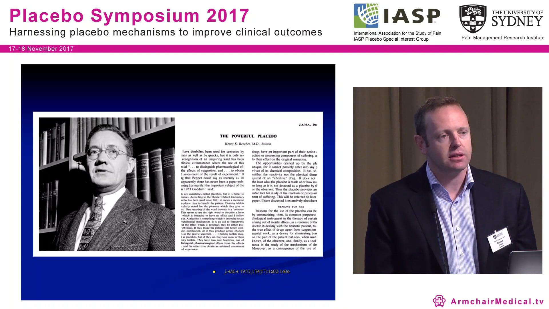 Placebo effects Interdisciplinary opportunities and challenges Assoc Prof Damien Finniss