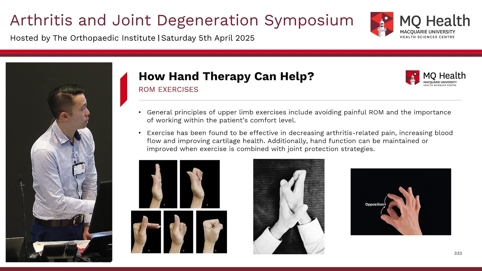 Hand Therapy for Arthritis Mr Jonathan Kuan