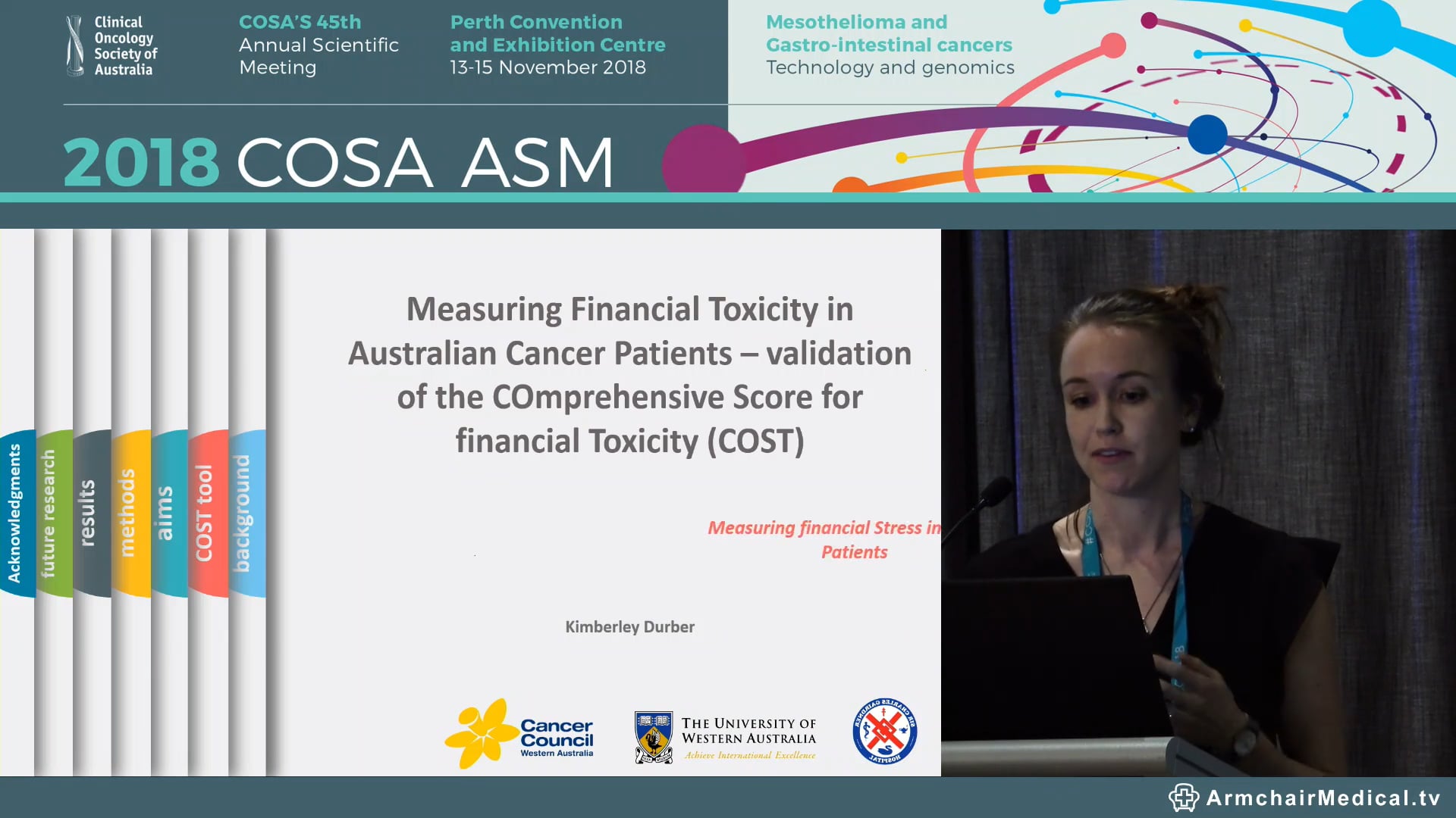 Measuring Financial Toxicity in Australian Cancer Patients – validation of the COmprehensive Score for financial Toxicity (COST) - Kimberley Durber
