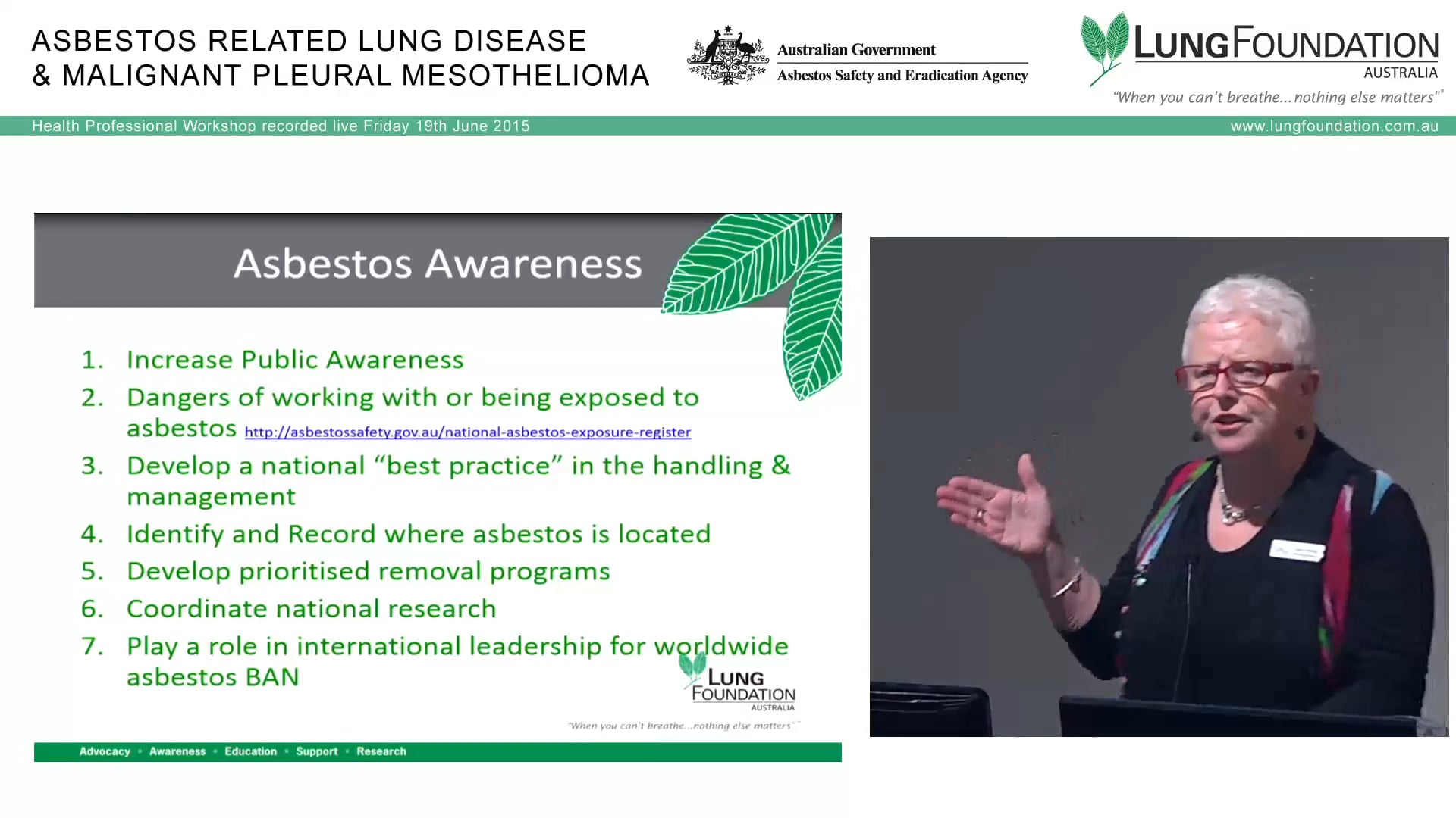 Health Professionals & Asbestos Related Diseases Malignant Pleural Mesothelioma Judy Rafferty