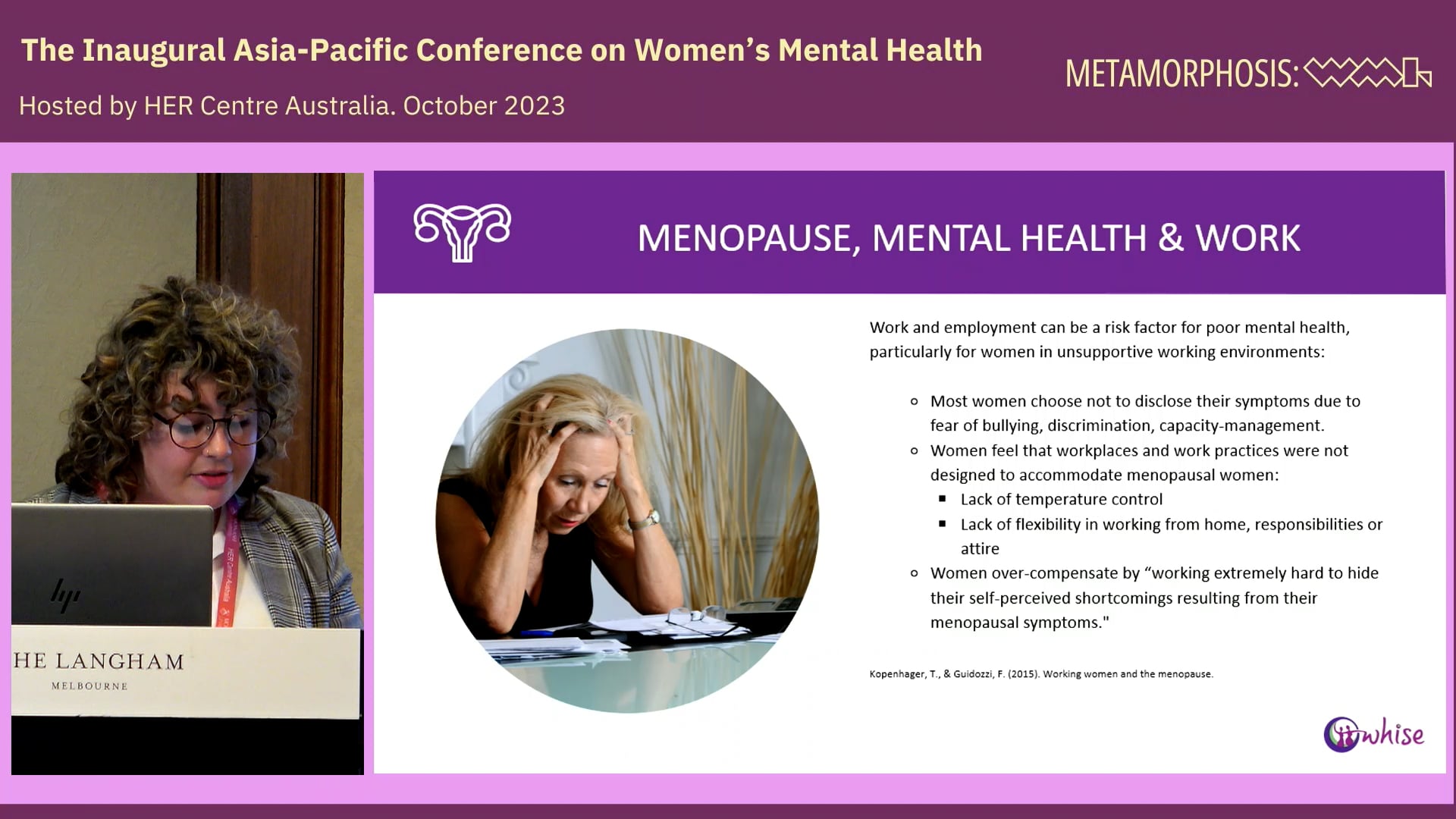 Menopause in the workplace and implications for mental wellbeing a case study Ms Laura Riccardi, Women’s Health in the South East