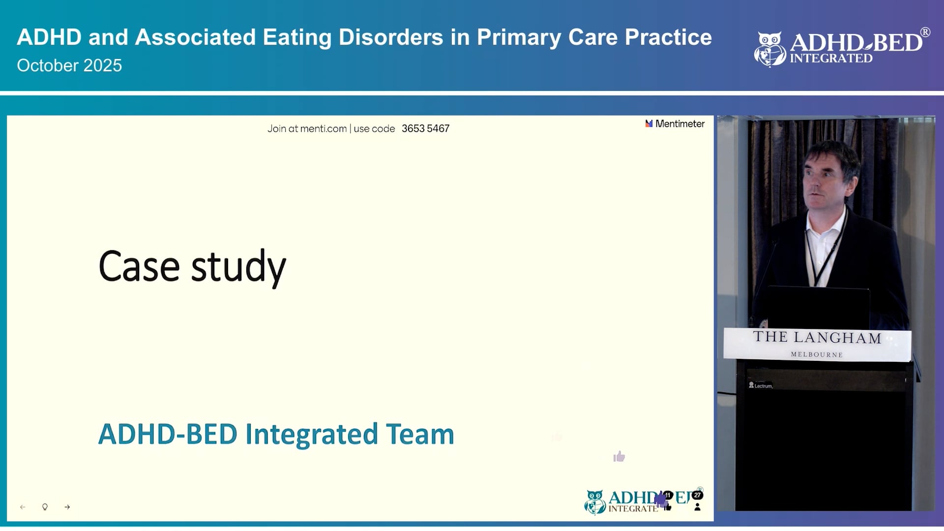 Case presentation and delegate discussion generating a holistic management plan for a patient and initiating medication Dr Will Errington
